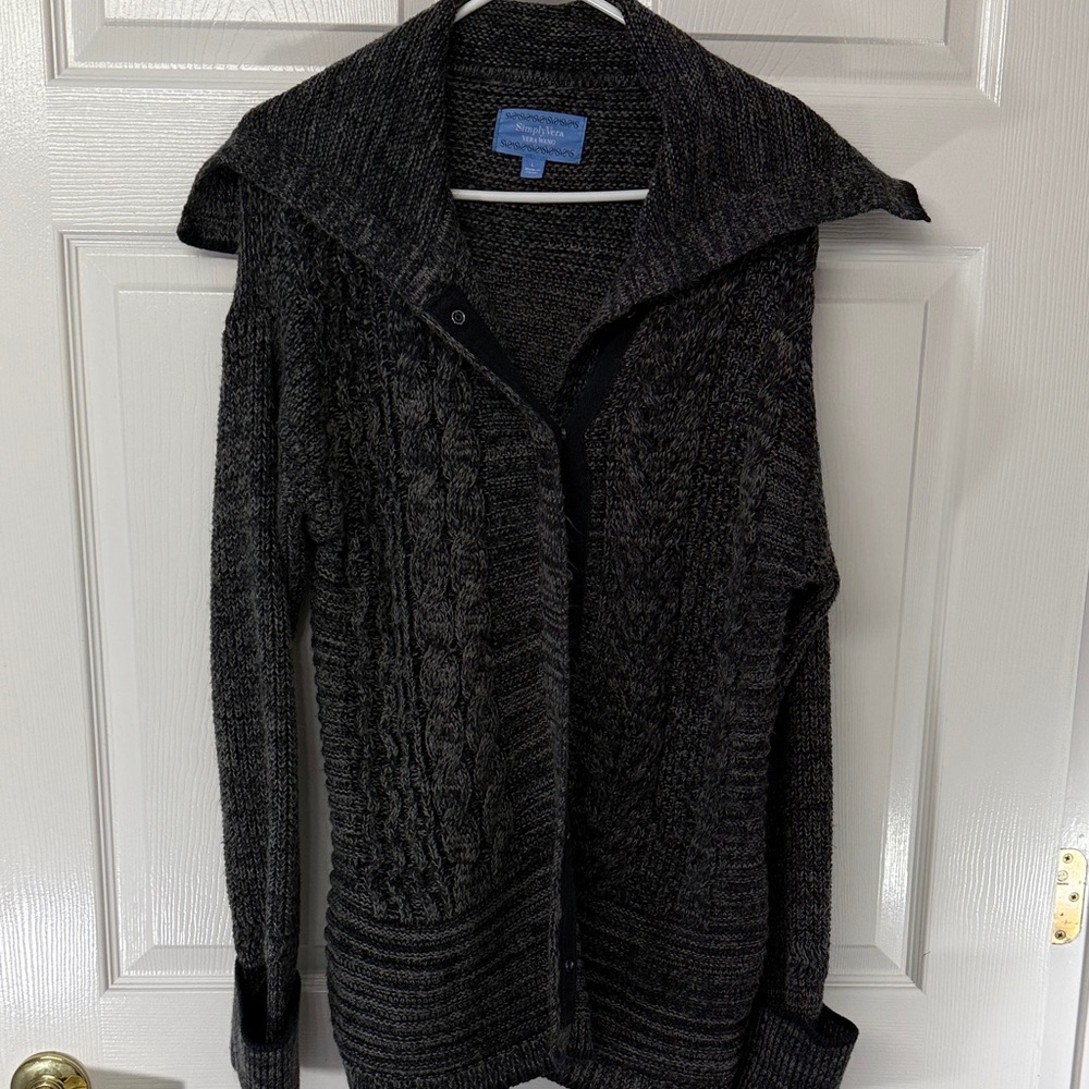 Simply Vera Vera Wang Charcoal Open Knit Cardigan Size L
